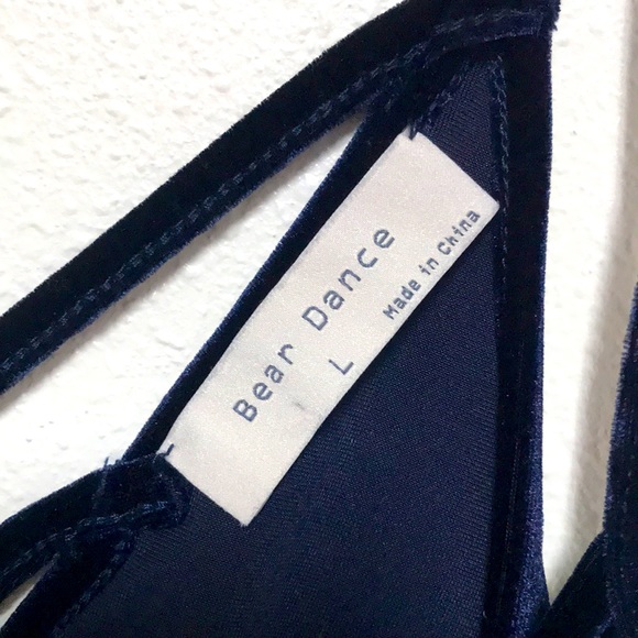 BEAR DANCE Navy Criss Cross Tank, sz L - SEXY! - Picture 4 of 4